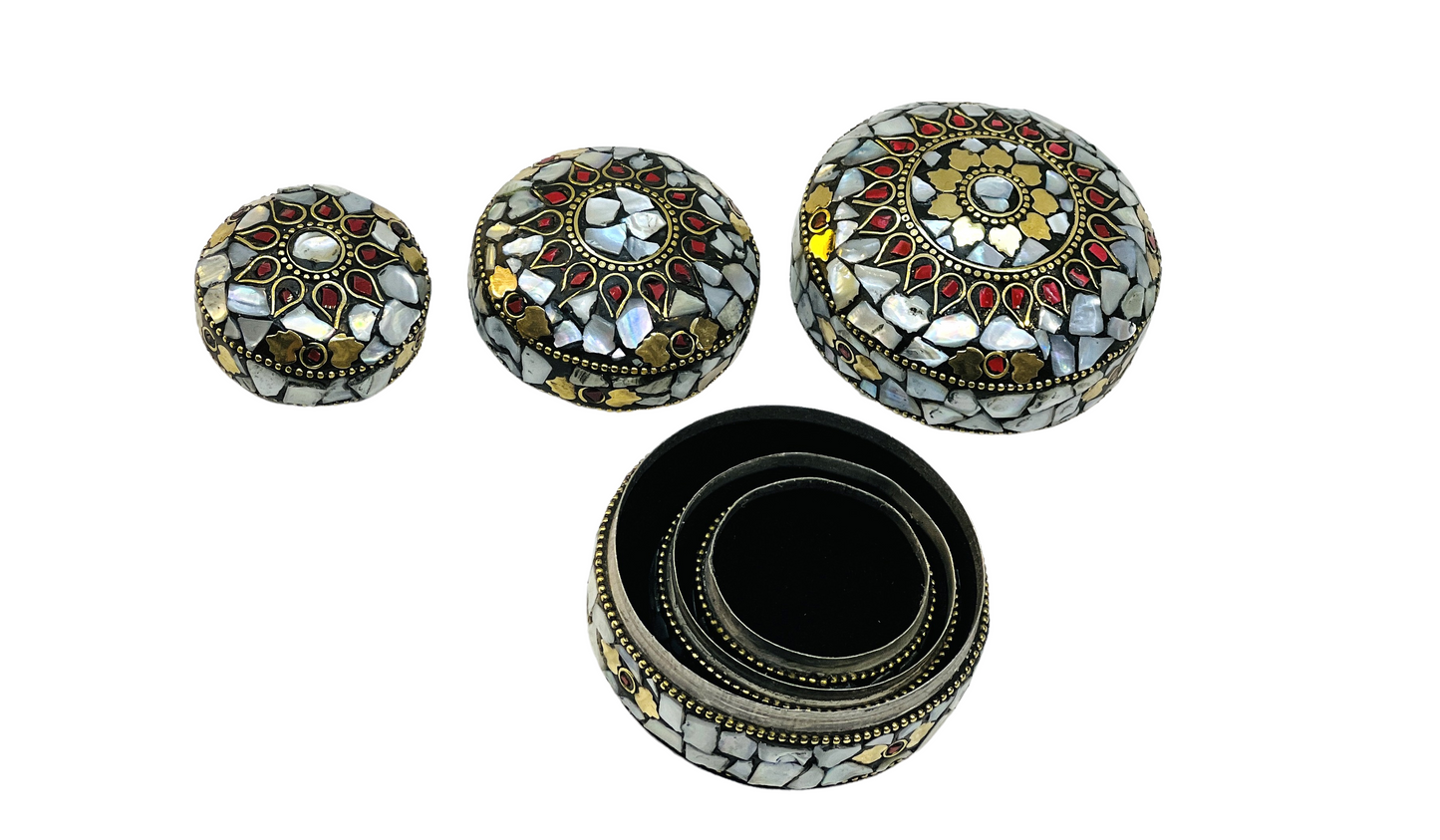 Handmade 3pc Set Feroza Stone Work Jewellery Box