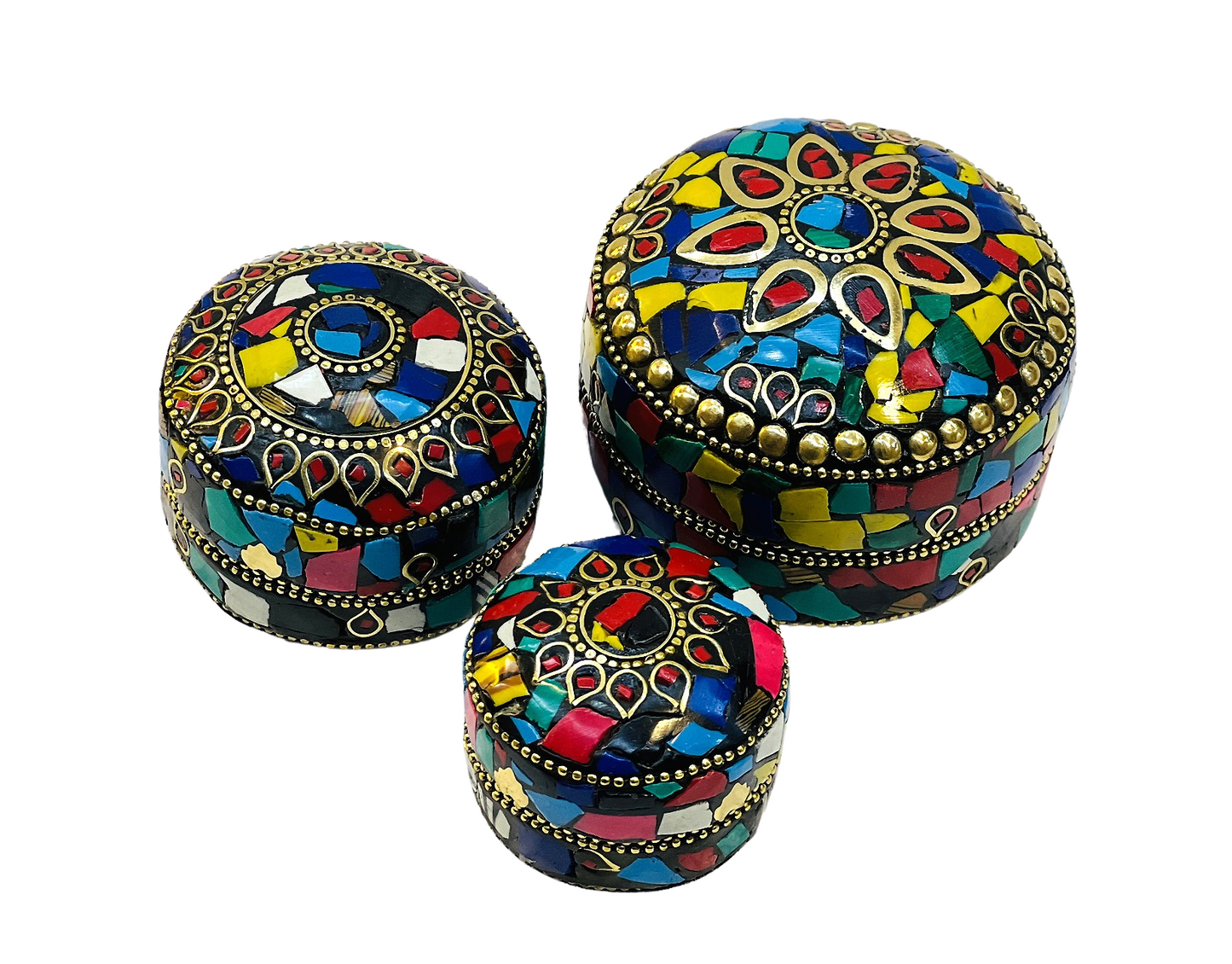 Handmade 3pc Set Feroza Stone Work Jewellery Box