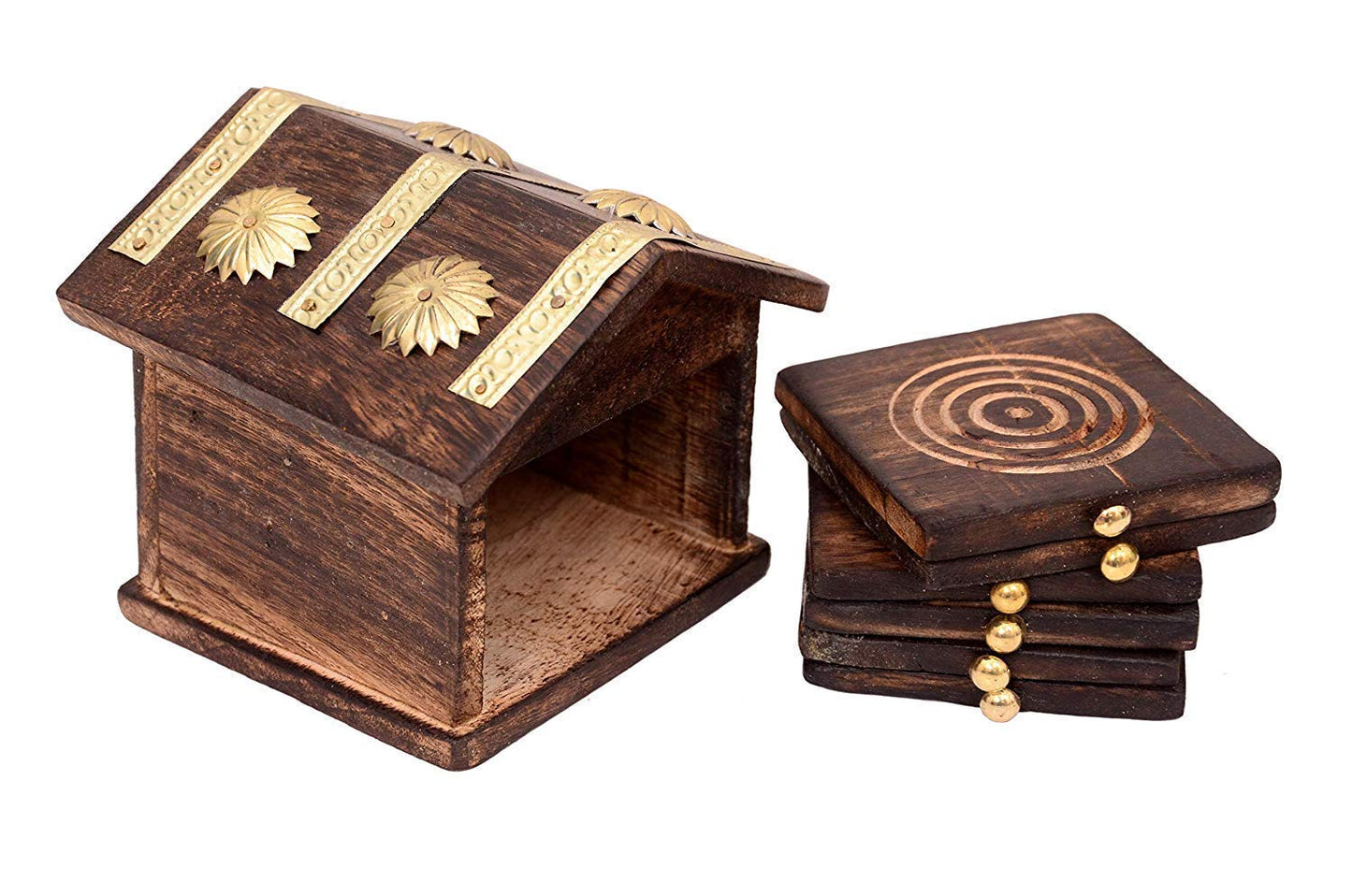 Wooden Hut Shape Coaster for Home Kitchen and Dinning Coffee Tea Coaster