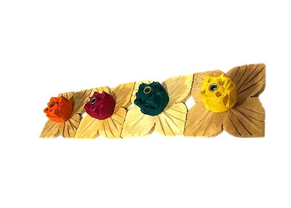 Handmade Wooden Flower Design Incense Holder For Home Decor And Gift In Pack Of 4
