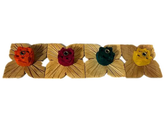 Handmade Wooden Flower Design Incense Holder For Home Decor And Gift In Pack Of 4