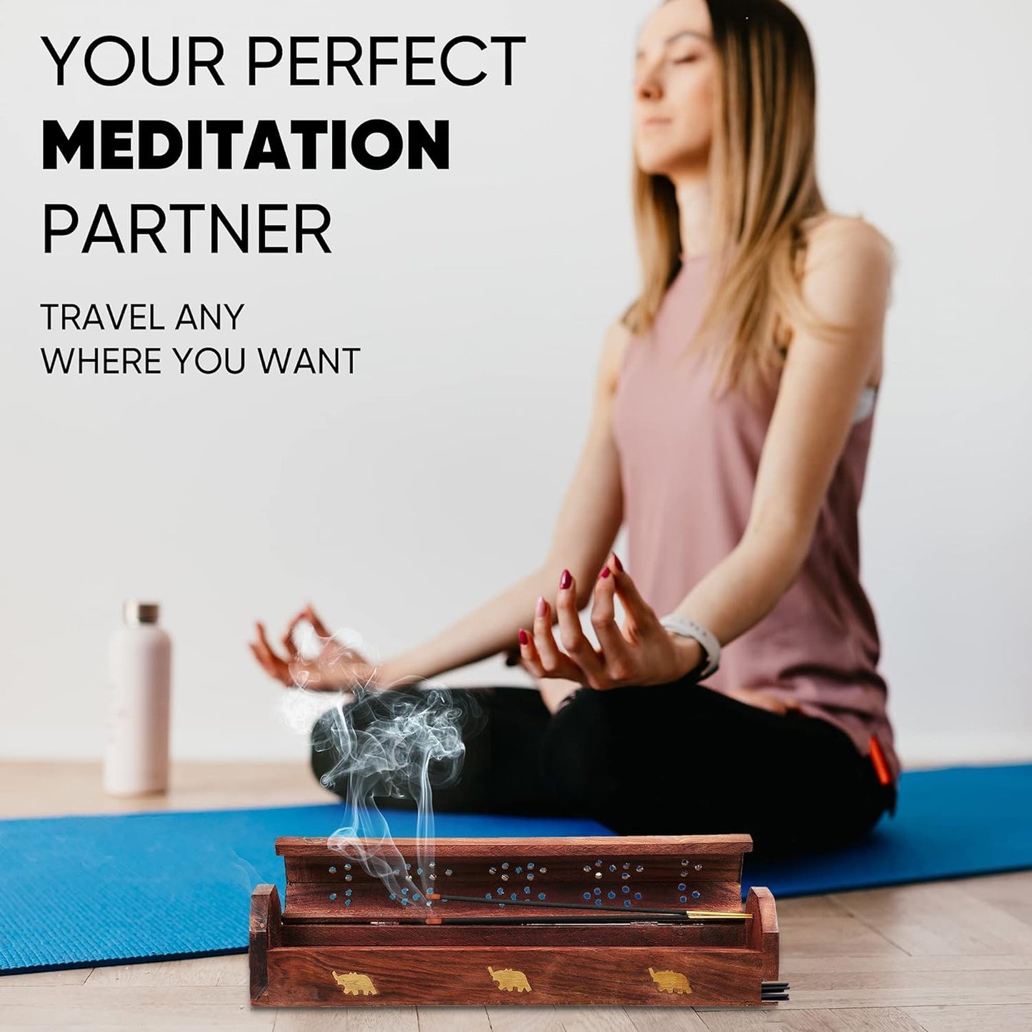 Handmade Rosewood And Brass Incense Cone With Incense Stick Holder