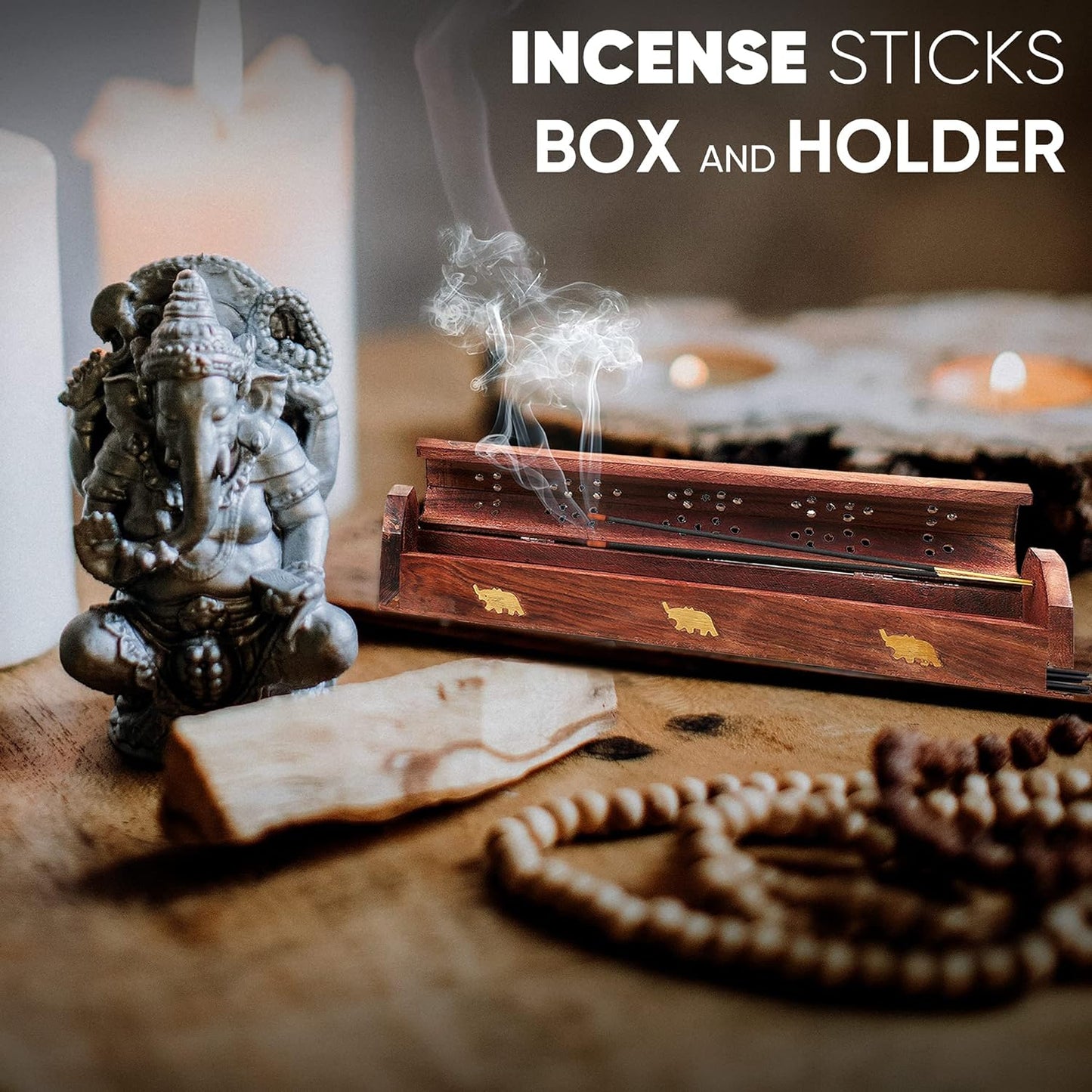 Handmade Rosewood And Brass Incense Cone With Incense Stick Holder