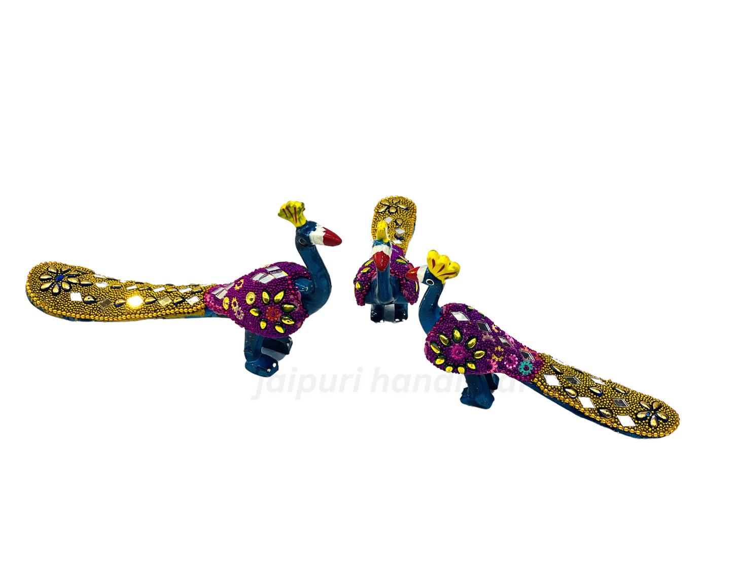 Handcrafted 3pc Peacock Family Set Showpiece For Decorate