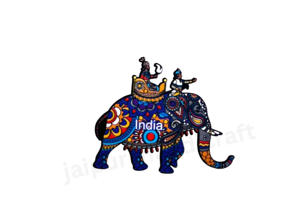 Handmade Printed Wooden Rajasthani Fridge Magnet - Set Of 12