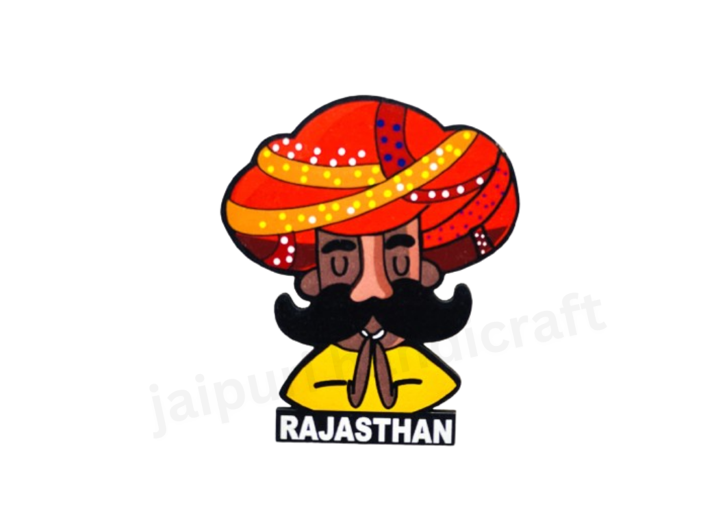 Handmade Printed Wooden Rajasthani Fridge Magnet - Set Of 12