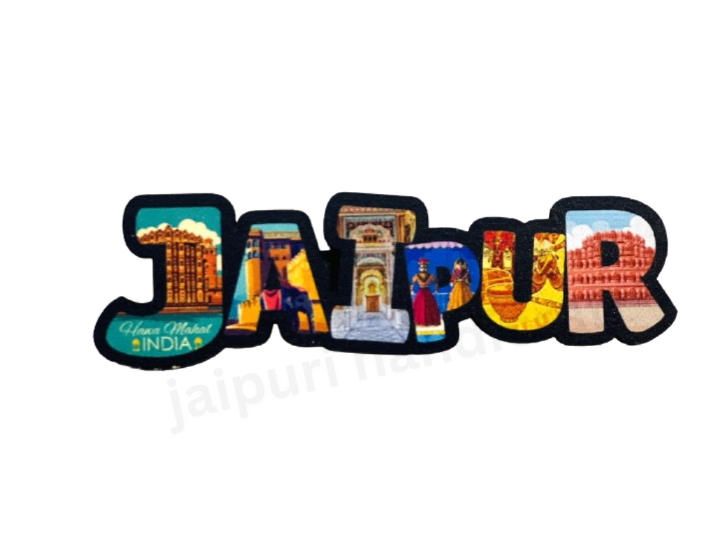 Handmade Printed Wooden Rajasthani Fridge Magnet - Set Of 12