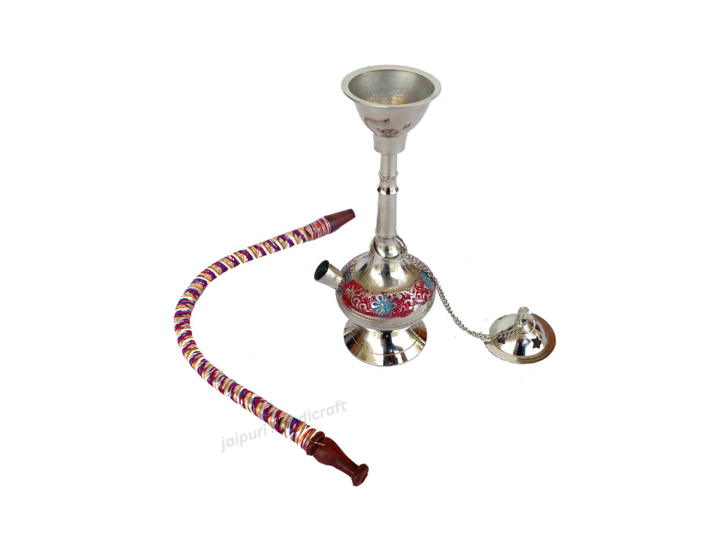 Handmade Metal Colorful Meenakari Work Real Table Standing Hookah