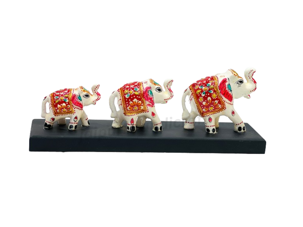 Indian Handcrafted Fiber Elephant Showpiece Set For Decor