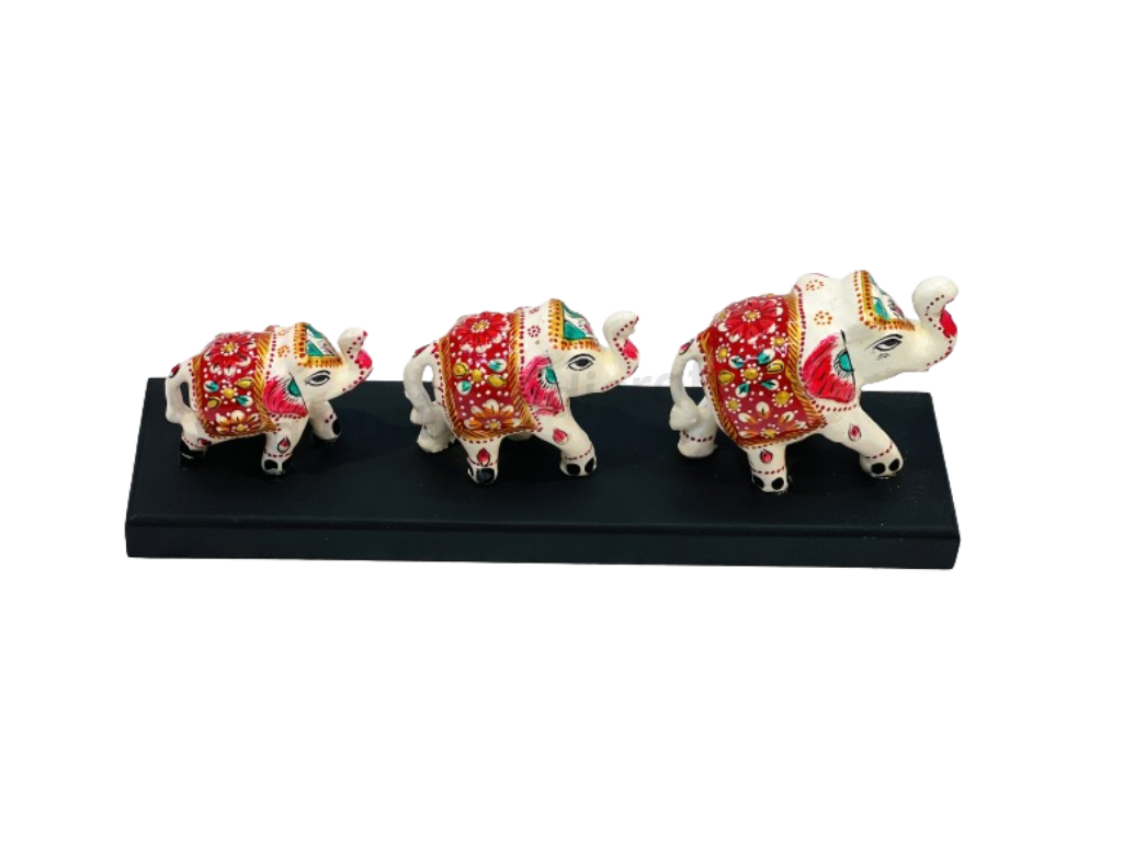 Indian Handcrafted Fiber Elephant Showpiece Set For Decor