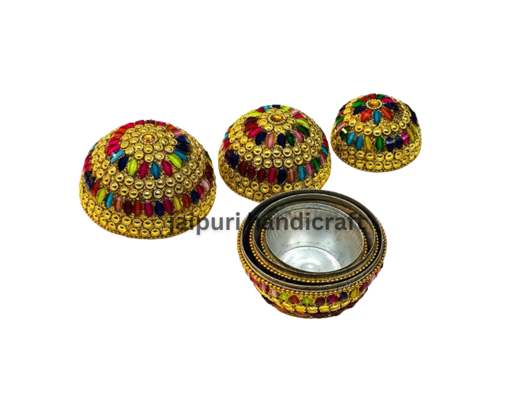 Beautiful Handmade 3pc Set Lacquer Work Jewellery Box For Decor