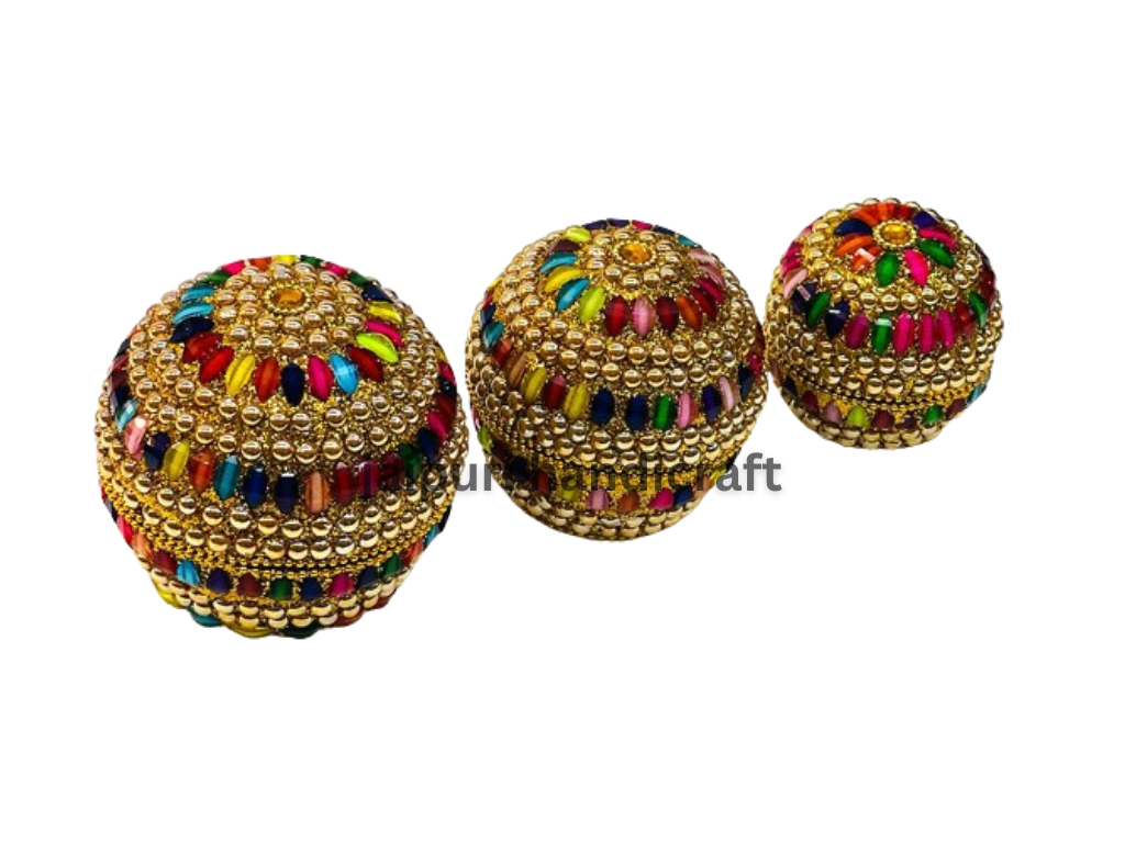 Beautiful Handmade 3pc Set Lacquer Work Jewellery Box For Decor