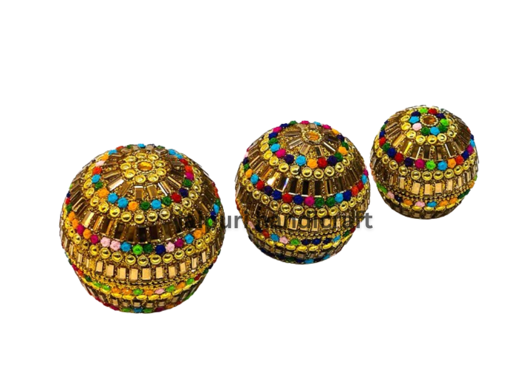 Beautiful Handmade 3pc Set Lacquer Work Jewellery Box For Decor