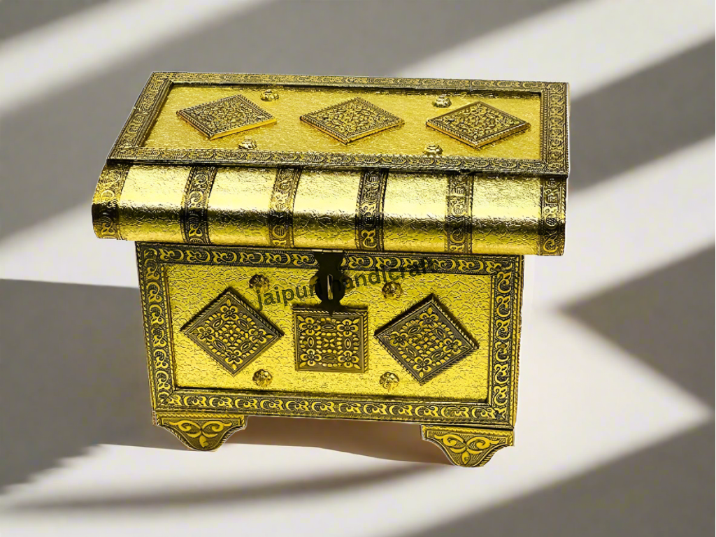 Handmade Wooden And Oxidized Jewellery Box For Decor