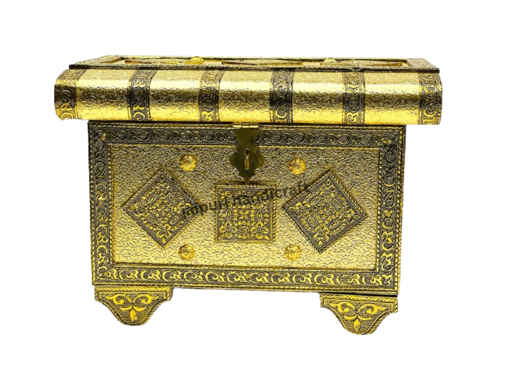 Handmade Wooden And Oxidized Jewellery Box For Decor