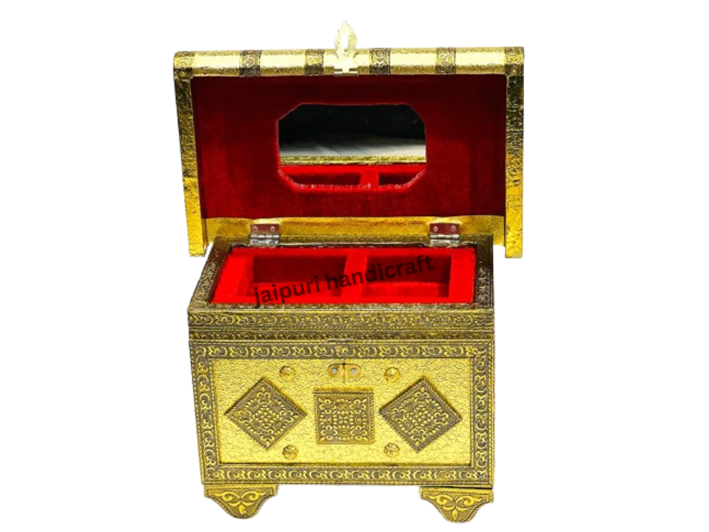 Handmade Wooden And Oxidized Jewellery Box For Decor