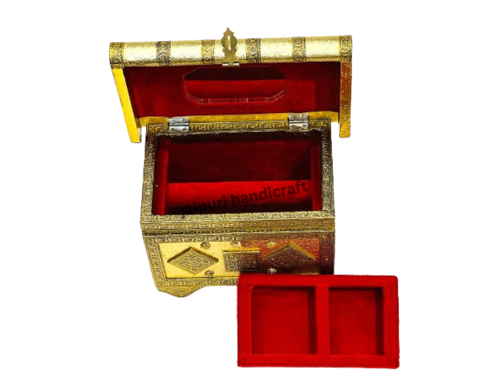 Handmade Wooden And Oxidized Jewellery Box For Decor