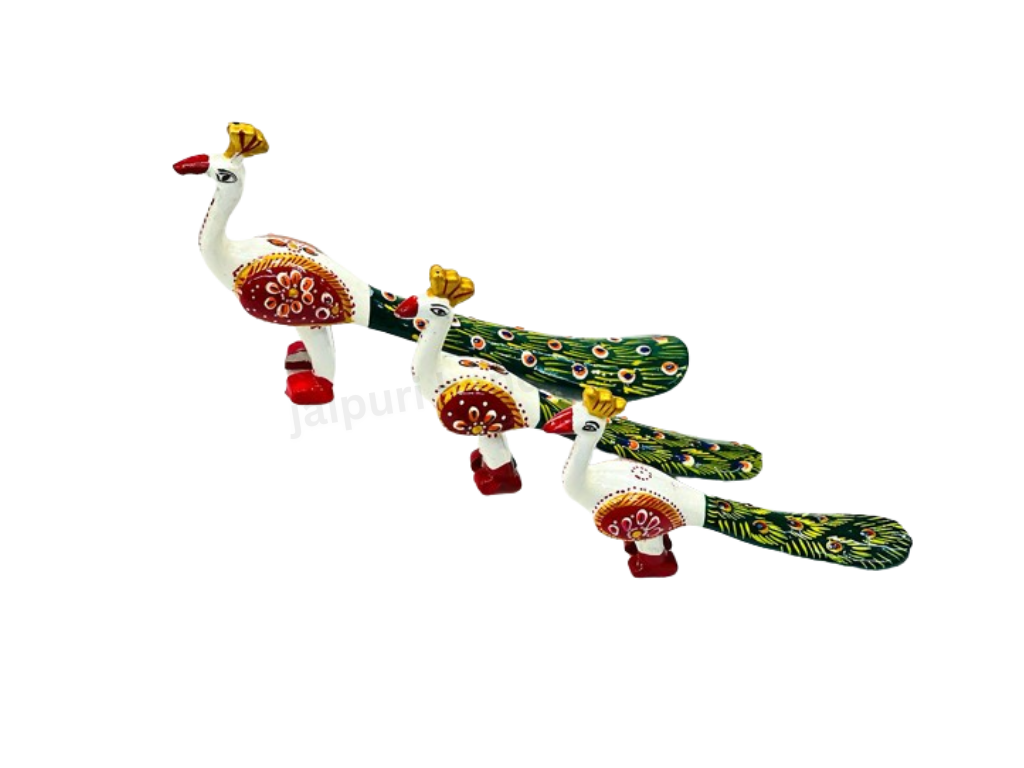 Handmade 3pc Set Peacock Family Set For Decor