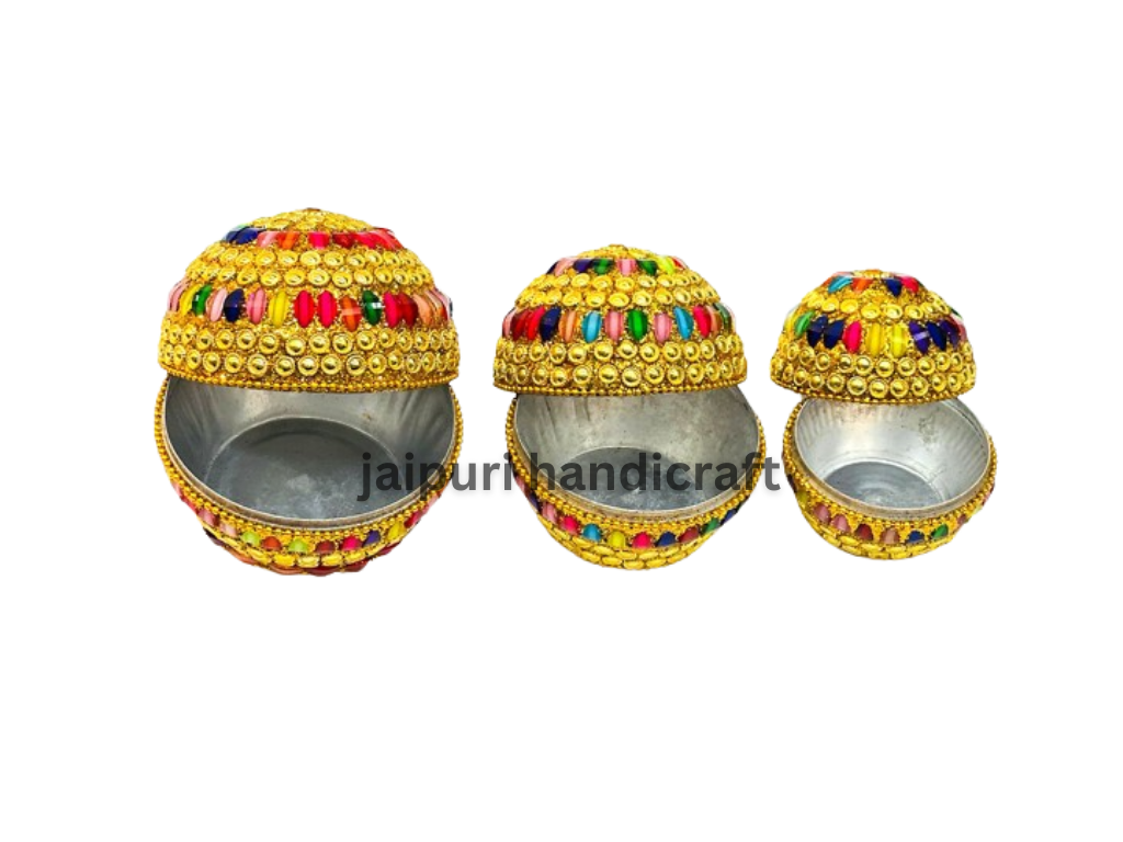 Beautiful Handmade 3pc Set Lacquer Work Jewellery Box For Decor