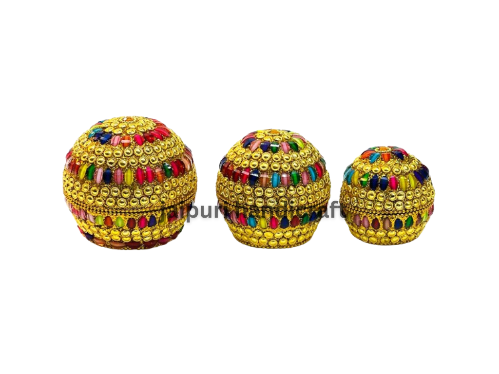 Beautiful Handmade 3pc Set Lacquer Work Jewellery Box For Decor