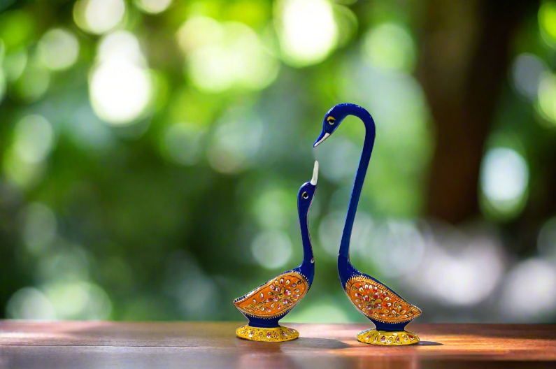 Handmade Metal Pair of Kissing Swan/Duck Home Decor