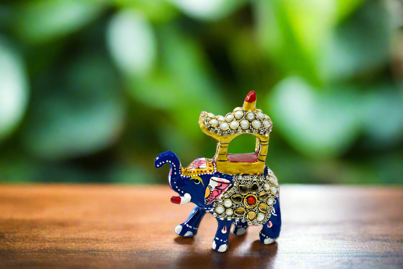 Hand Painted Metal Lacquer Work Ambavari (Rajasthani) Elephant