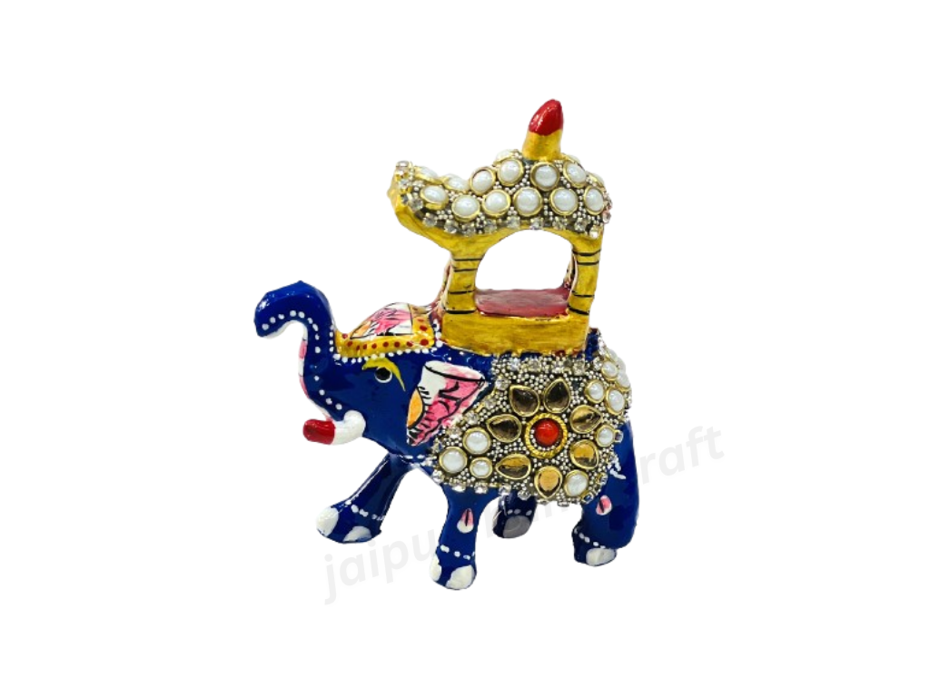 Hand Painted Metal Lacquer Work Ambavari (Rajasthani) Elephant