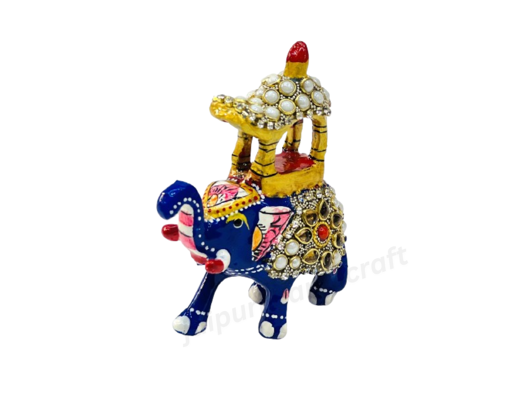 Hand Painted Metal Lacquer Work Ambavari (Rajasthani) Elephant