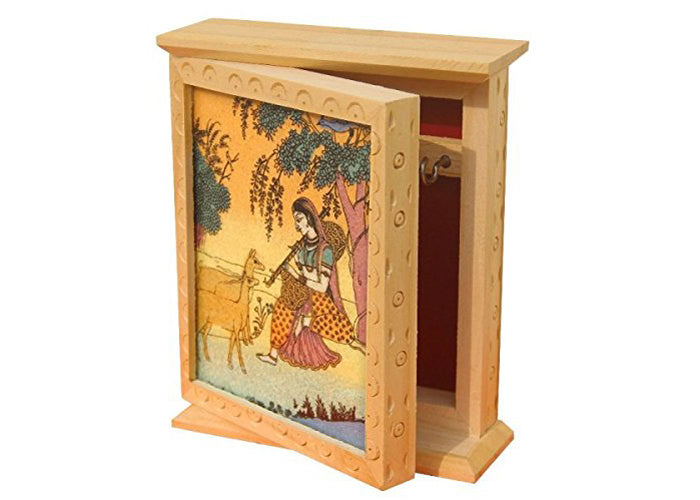 Handcrafted Wooden 4 Key Holder In Wardrobe Design