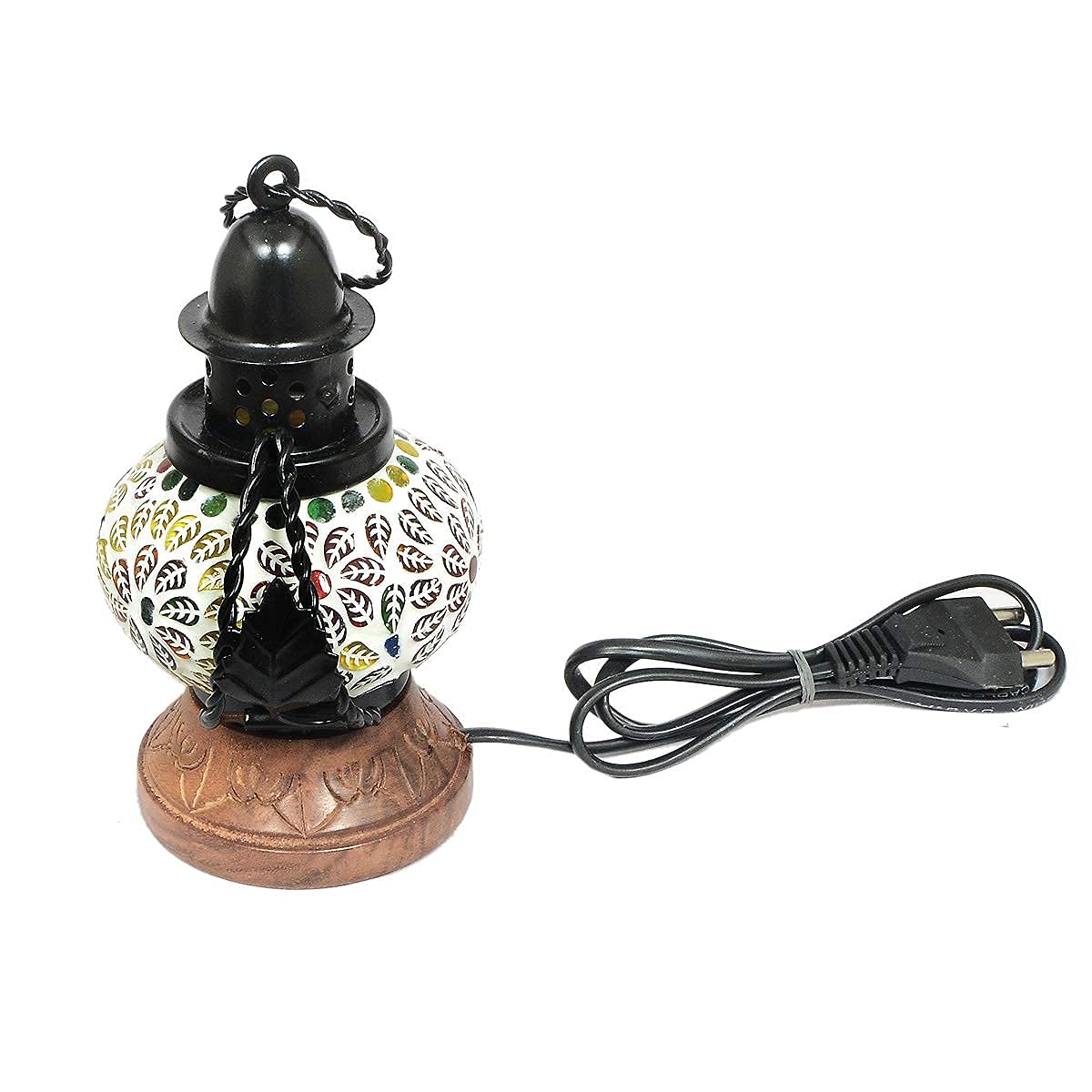 Indian Handmade Wooden & Iron Beautiful Electric Lamp