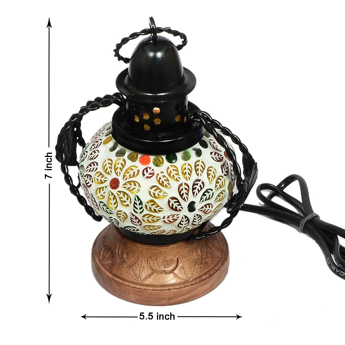 Indian Handmade Wooden & Iron Beautiful Electric Lamp