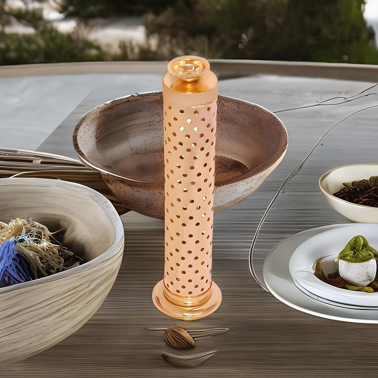 Handmade Stainless Steel Incense Stick Holder with Ash Catcher & Dhoop Holder