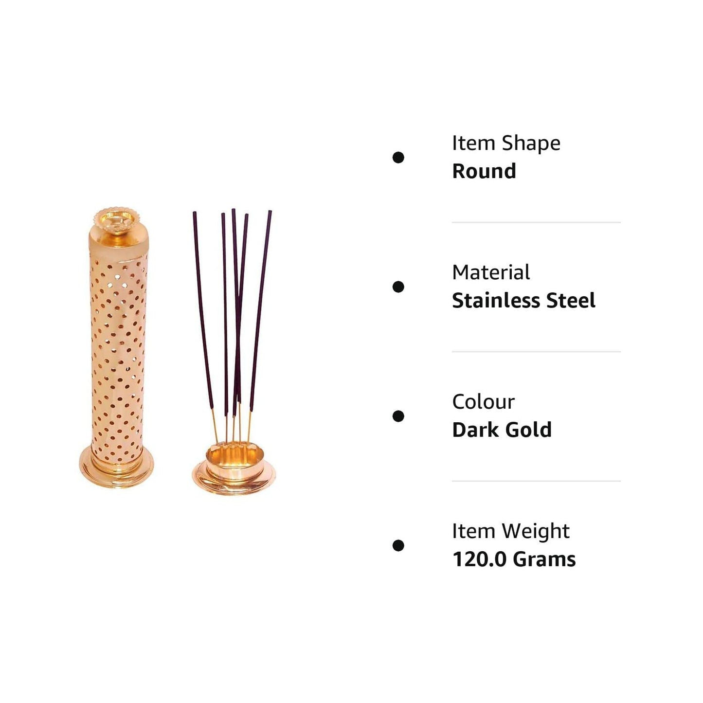 Handmade Stainless Steel Incense Stick Holder with Ash Catcher & Dhoop Holder