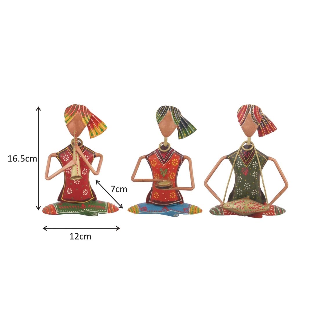 Indian Handmade 3Pc Musician Set For Home Decor