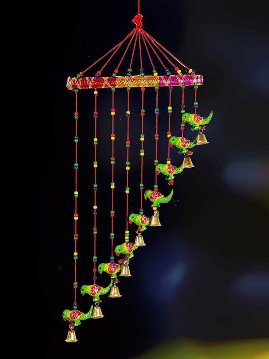 Handmade Parrot Door Hanging Wood Windchime For Home Decor