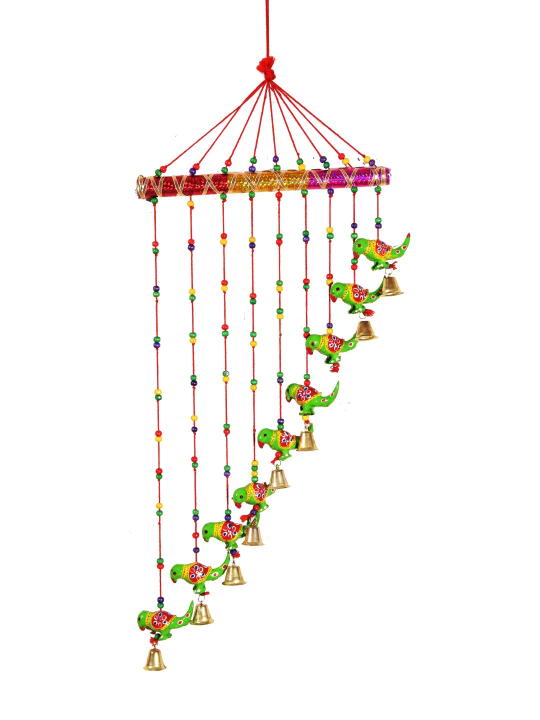Handmade Parrot Door Hanging Wood Windchime For Home Decor