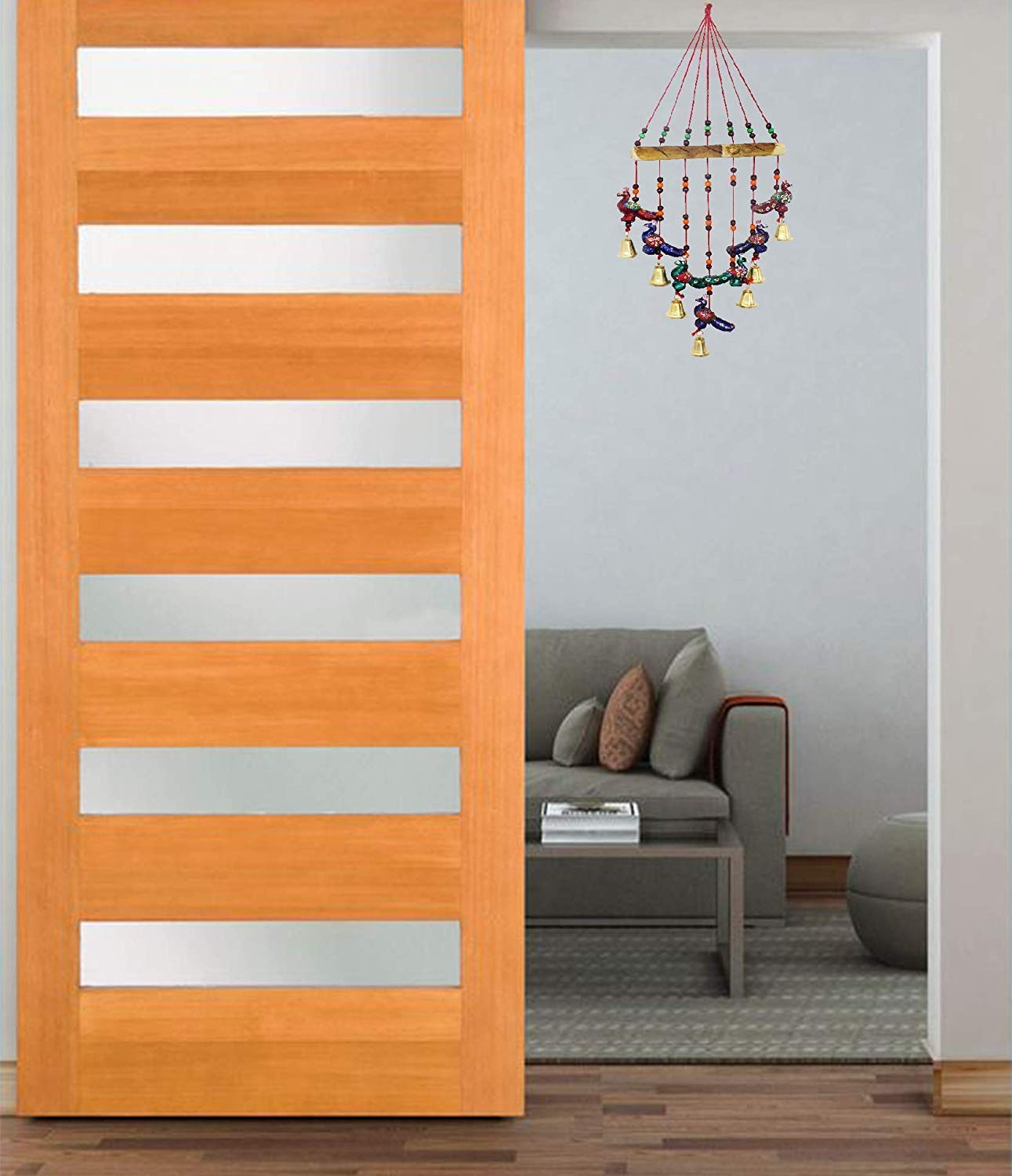 Multicolour Handcrafted Decorative Seven Peacock Wall, Door, Window Hanging