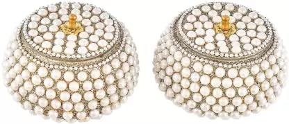 Handmade Pearl Work Jewellery Box In Handi Shape