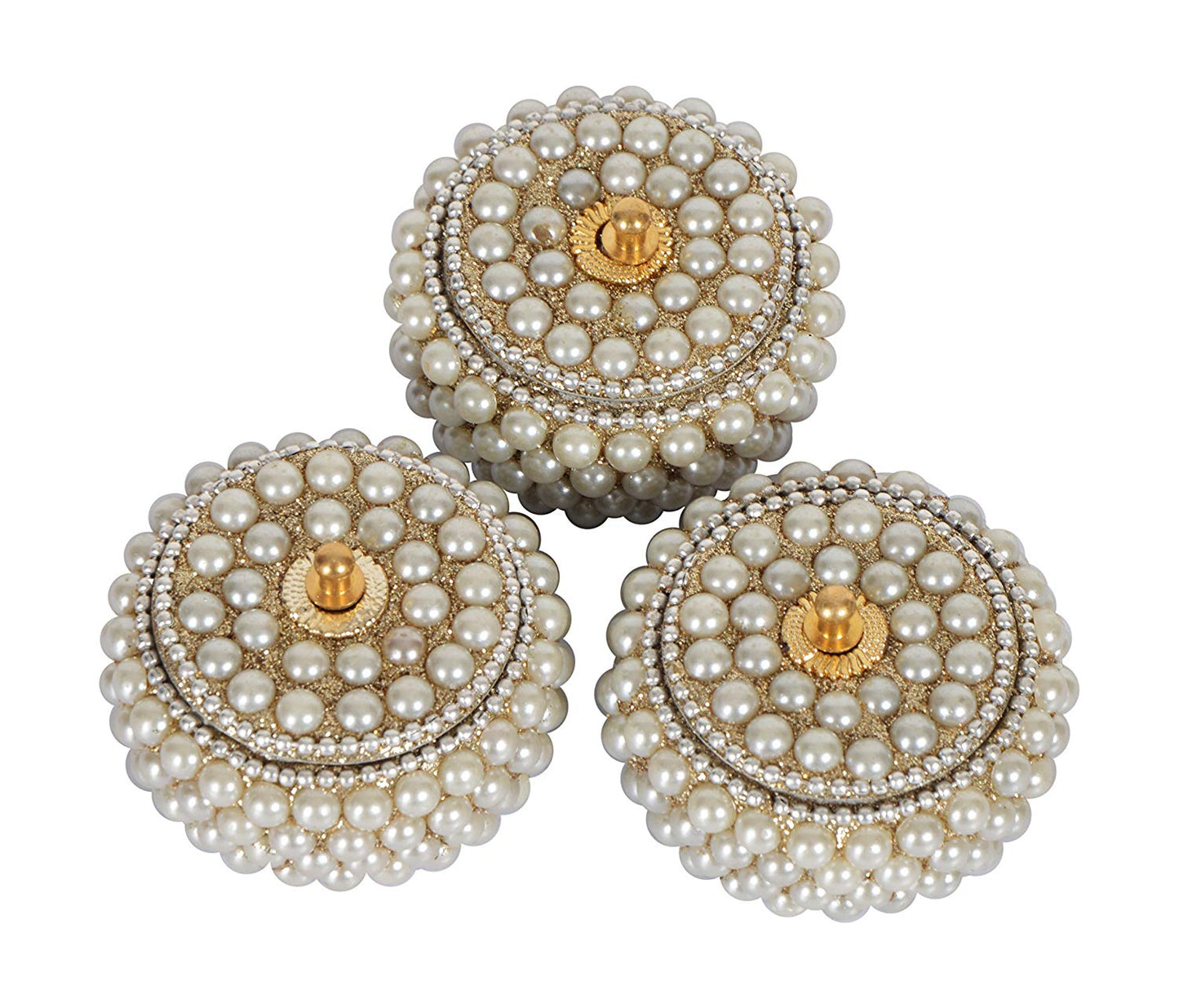 Decorative Handcrafted Lacquer Sindur And Earrings Box In Pack Of 3 For Home Decor And Gift