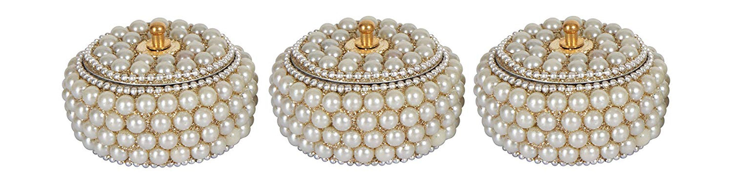 Decorative Handcrafted Lacquer Sindur And Earrings Box In Pack Of 3 For Home Decor And Gift