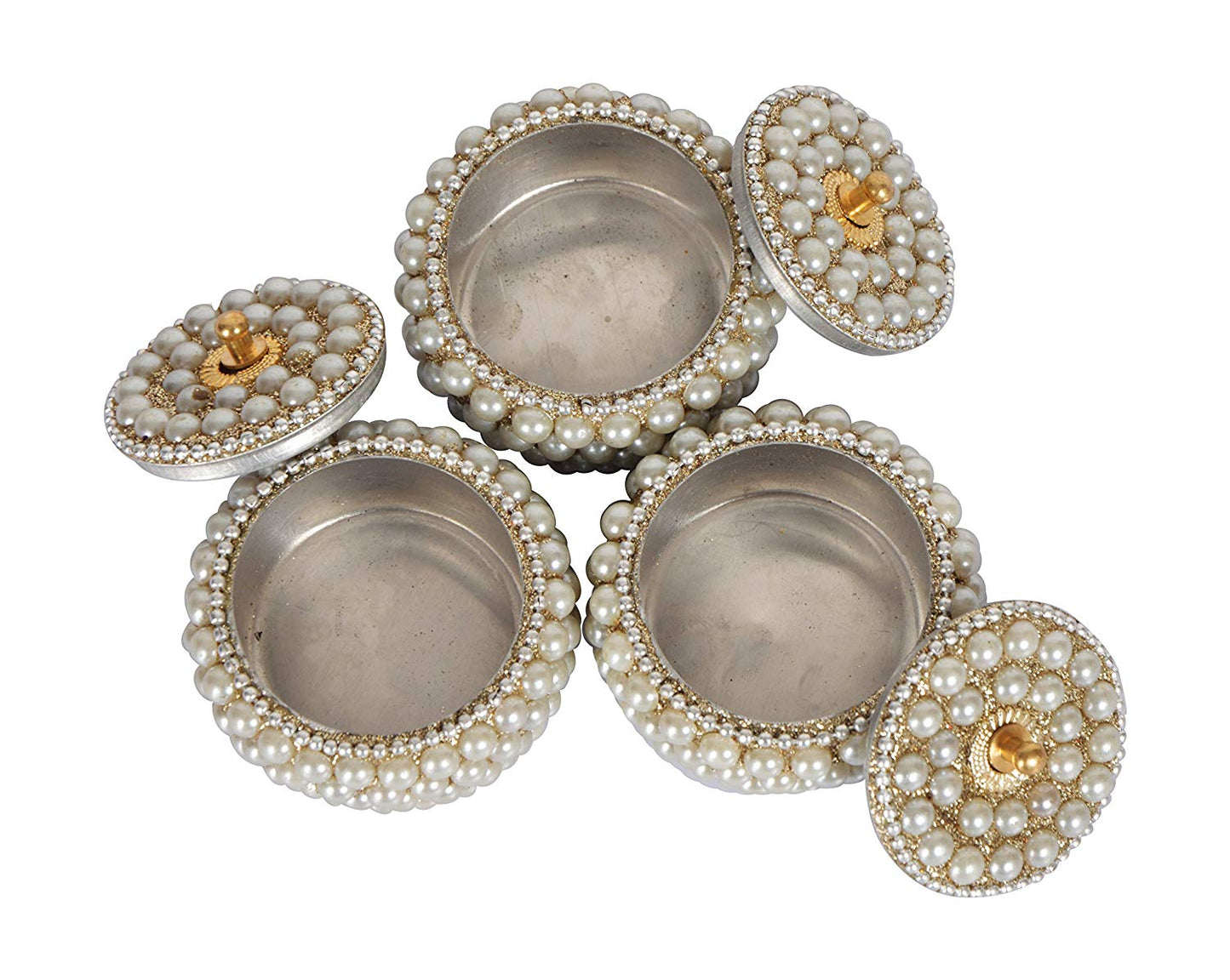 Decorative Handcrafted Lacquer Sindur And Earrings Box In Pack Of 3 For Home Decor And Gift