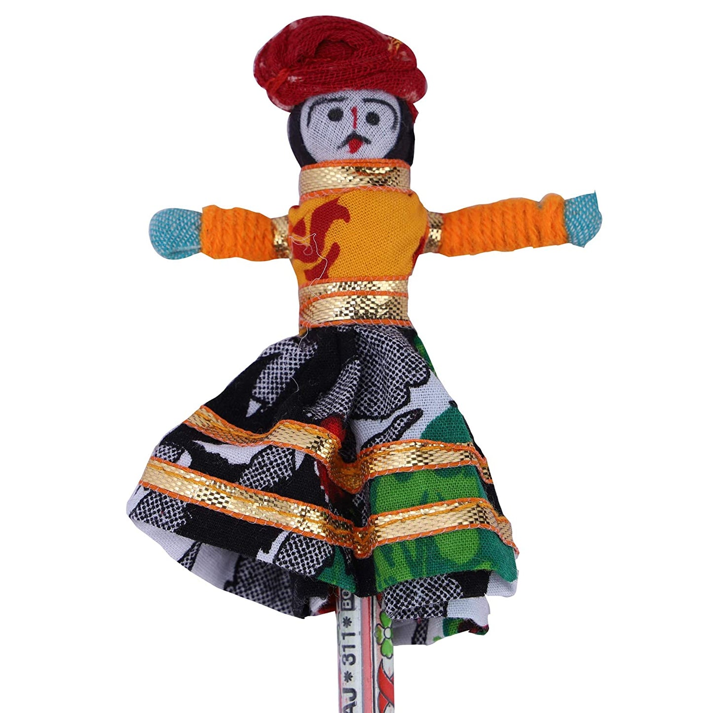 Indian Handmade Wooden Rajasthani Puppet Pencil Set of 3 Pair