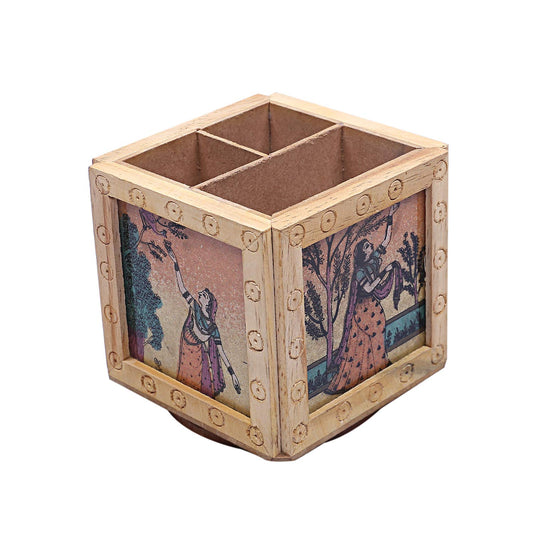 Wooden Gemstone Painted Pen/Pencil And Mobile Holder For Home Decor