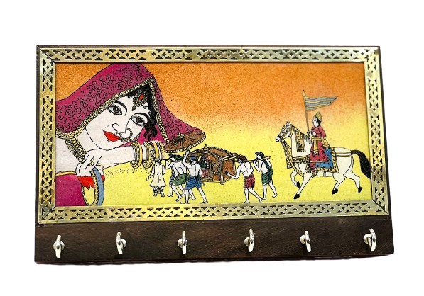 Handmade Rosewood Gemstone Painting 6 Key Hanger