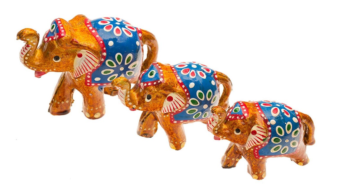 Handcrafted 3pc Elephant Family Set Showpiece For Home Decor And Gift
