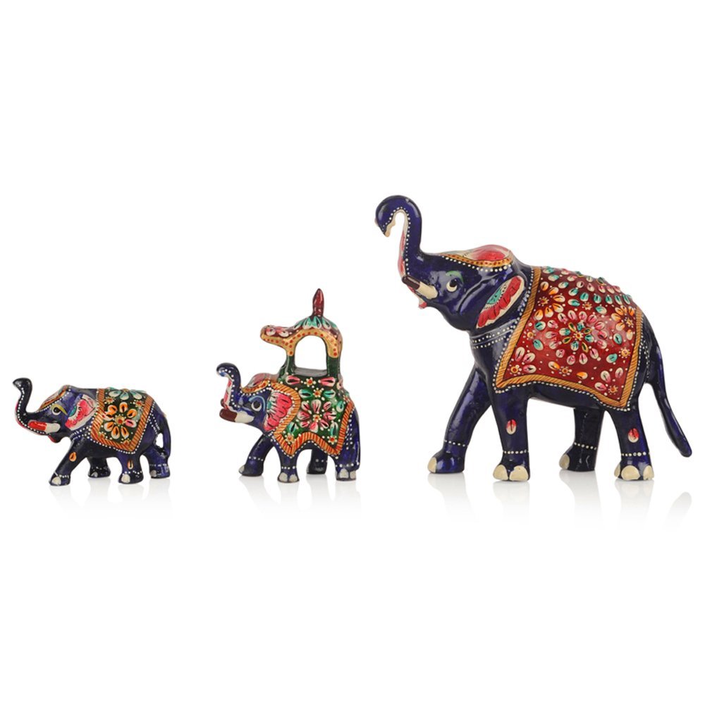 Handcrafted Metal Elephant Set For Home Decor