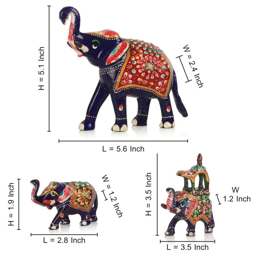 Handcrafted Metal Elephant Set For Home Decor