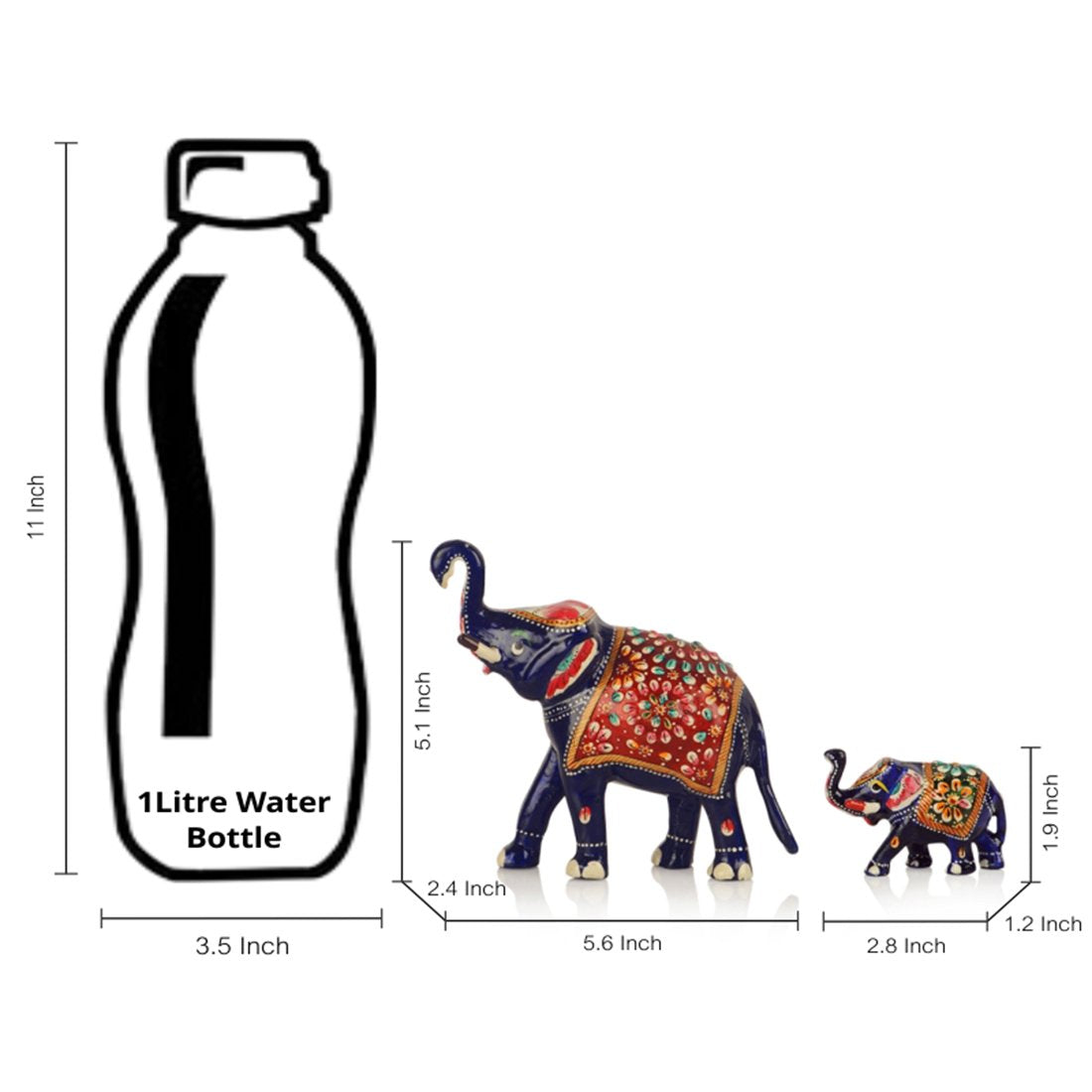 Handcrafted Metal Elephant Set For Home Decor