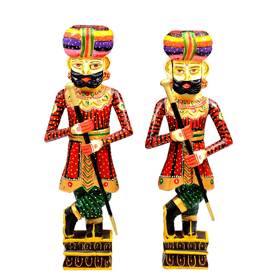 Handmade Wooden Watchman (Chowkidaar) Set For Home Decor