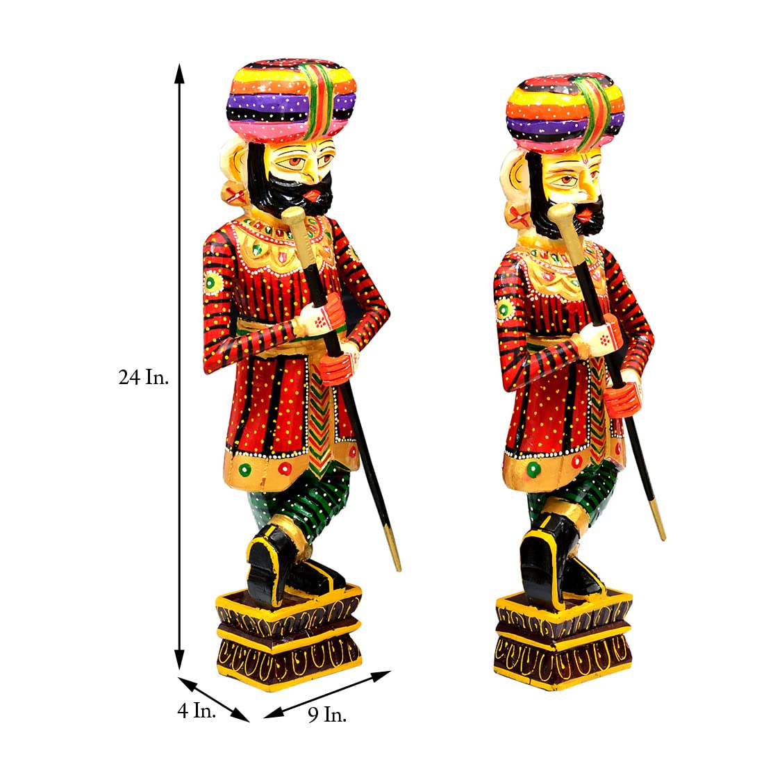 Handmade Wooden Watchman (Chowkidaar) Set For Home Decor
